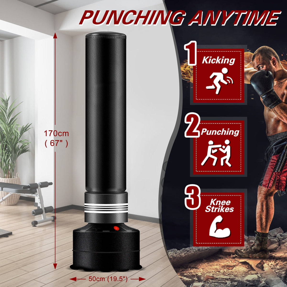 Standing Boxing Bag Punch Training for Adults Kids 170cm