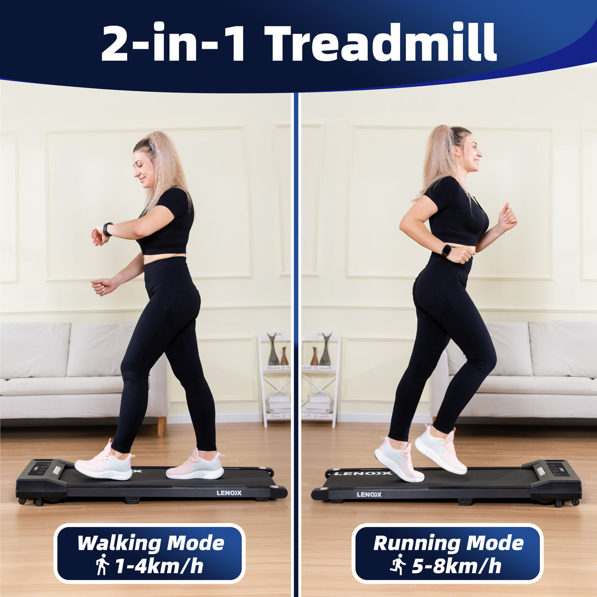 1.5 HP 52cm Electric Walking Pad Treadmill with Remote Control and Display Screen