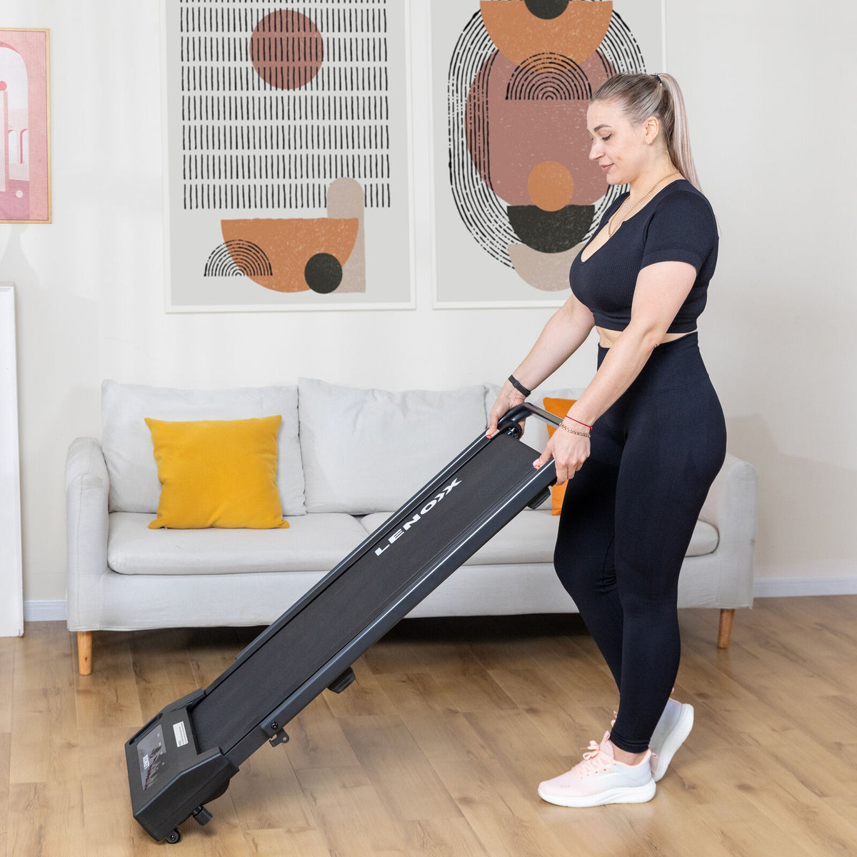 2HP 52cm Walking Pad Treadmill w/ Remote, Foldable Handrail, and Tablet Holder