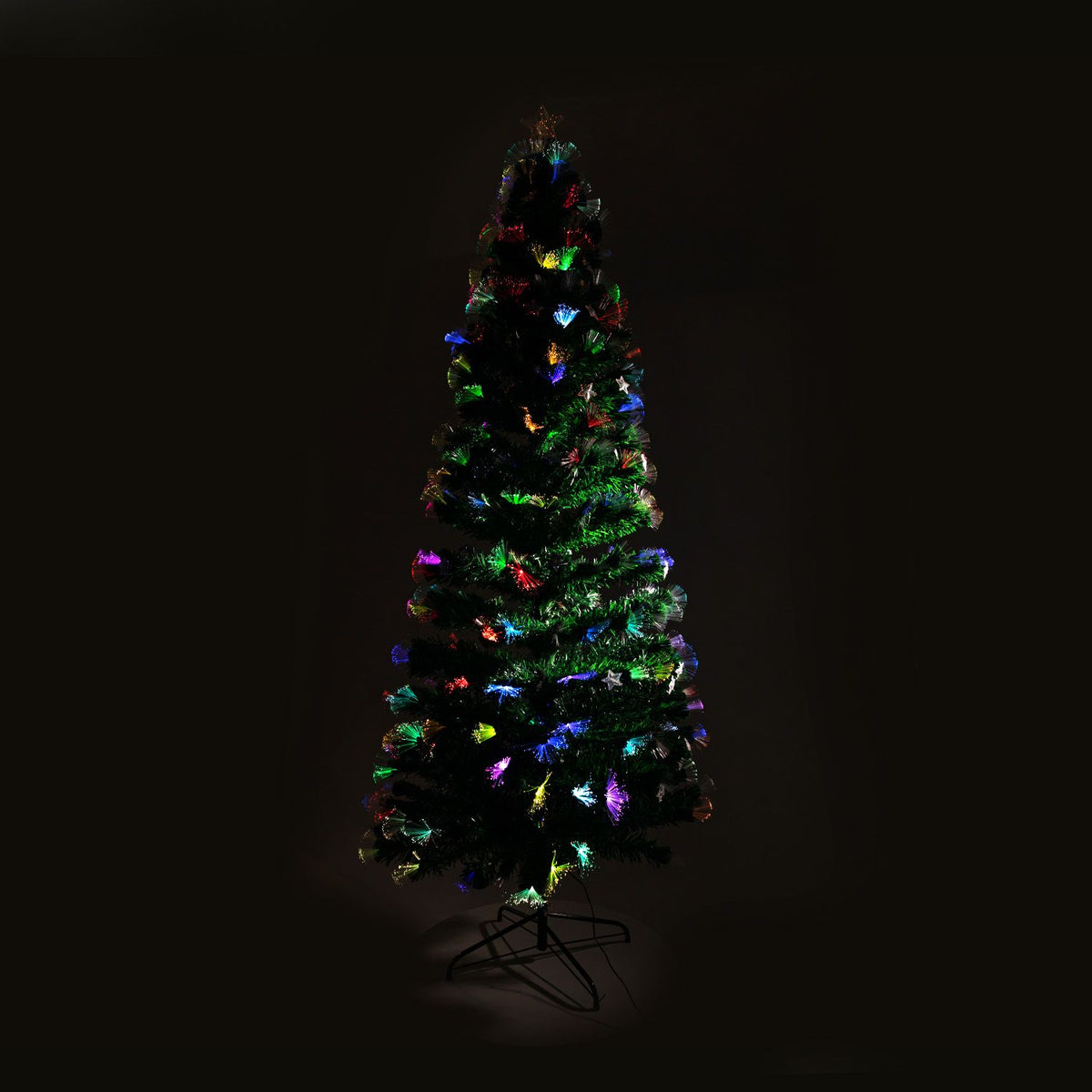 Christabelle 2.1m Pre-Lit Fibre Optic Artificial Christmas Tree with Multicolour Twinkling Star Lights