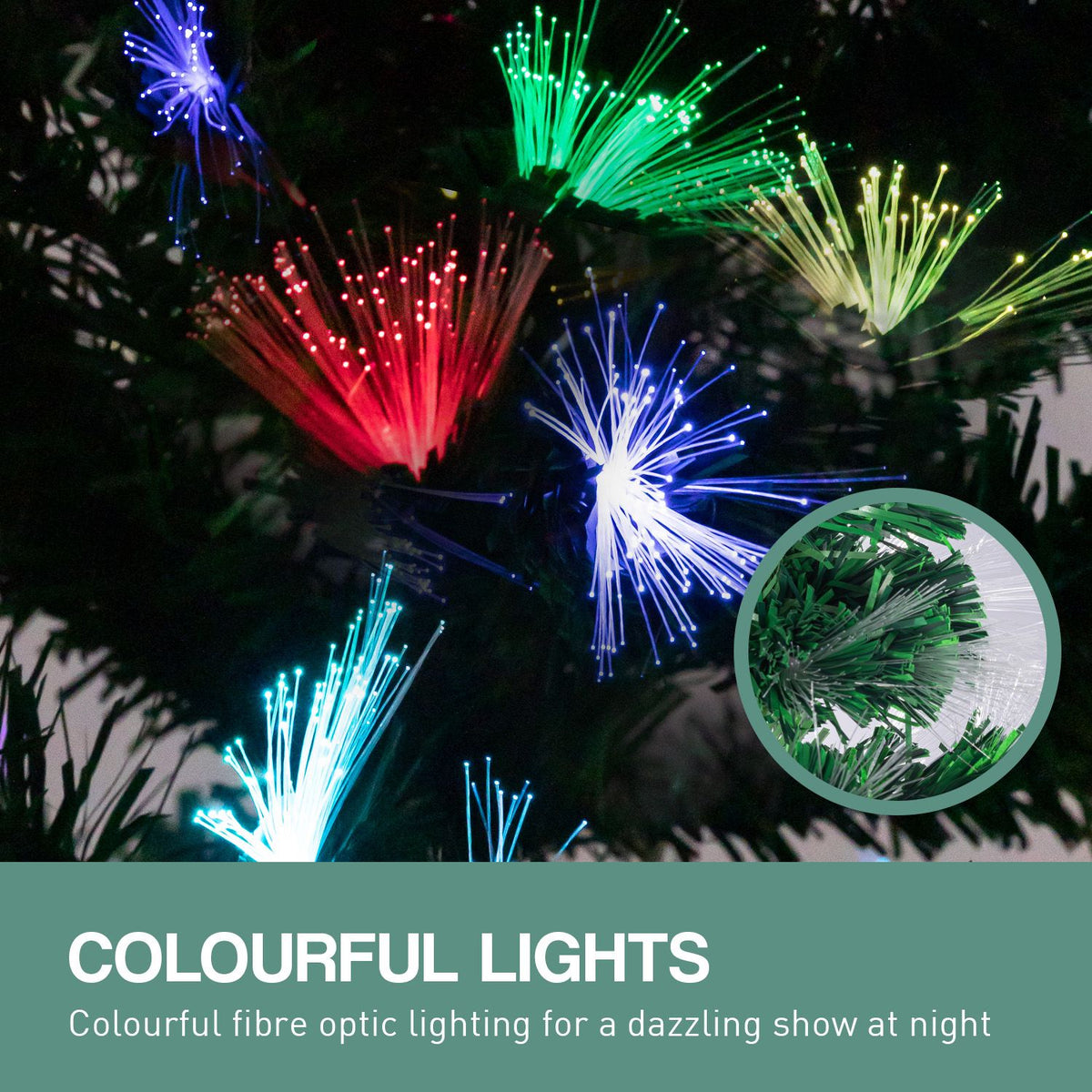 Christabelle 2.1m Pre-Lit Fibre Optic Artificial Christmas Tree with Multicolour Twinkling Star Lights