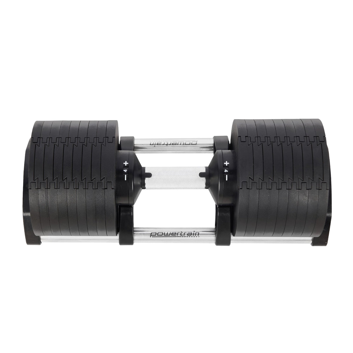 Powertrain Eon 72kg Adjustable Dumbbells Pair (2x 36kg) Quick Dial Cast Iron Free Weight Set for Home Gym Training