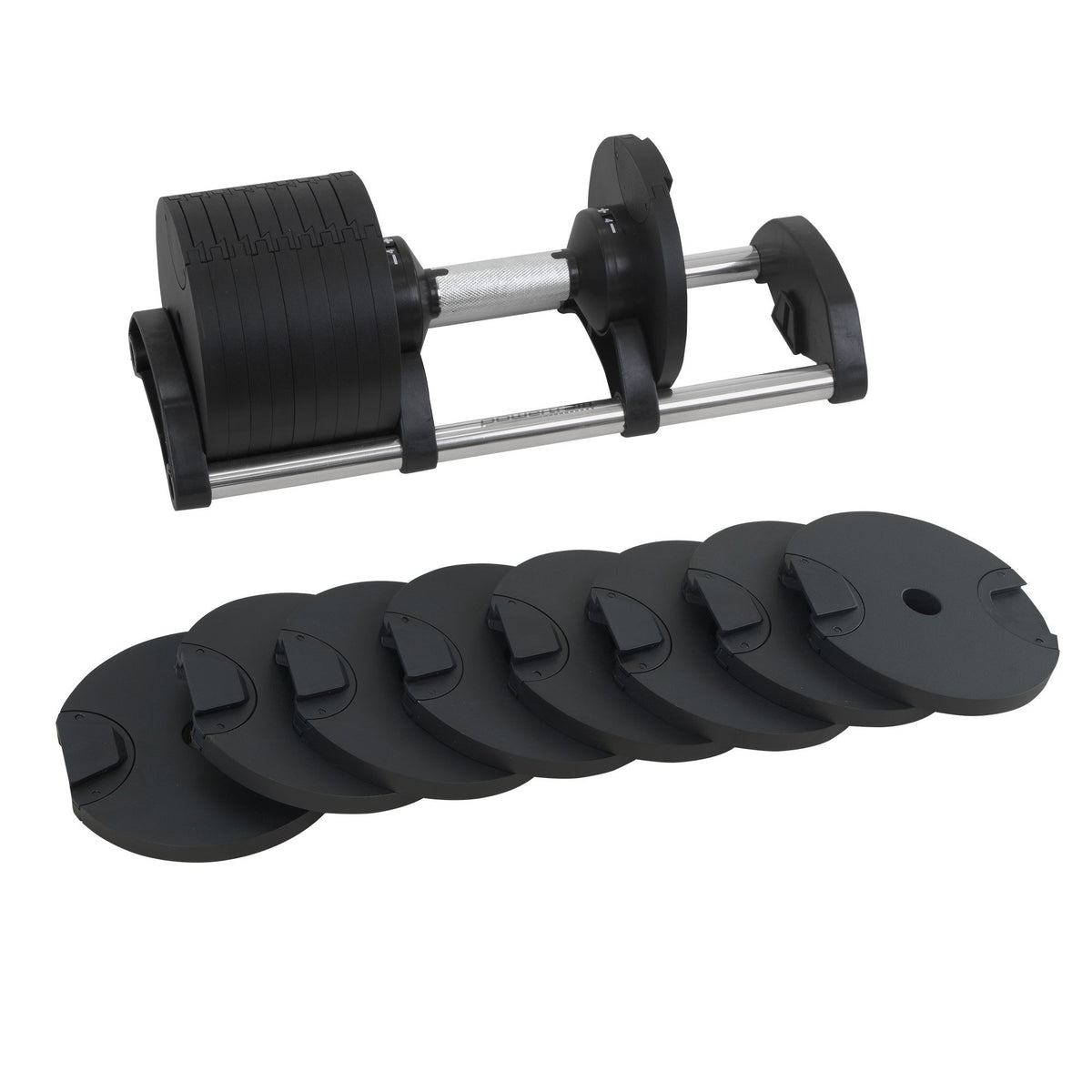 Powertrain Eon 72kg Adjustable Dumbbells Pair (2x 36kg) Quick Dial Cast Iron Free Weight Set for Home Gym Training