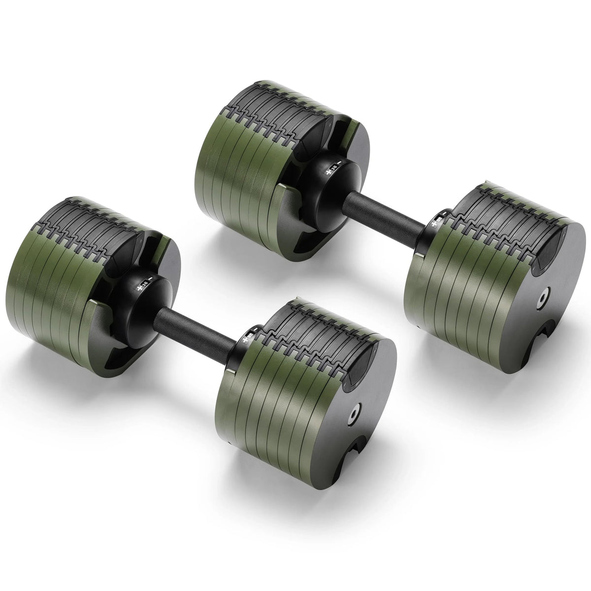 Powertrain Eon 72kg Adjustable Dumbbells Pair 4-36kg Quick Dial Cast Iron Weight Set for Home Gym Fitness Green