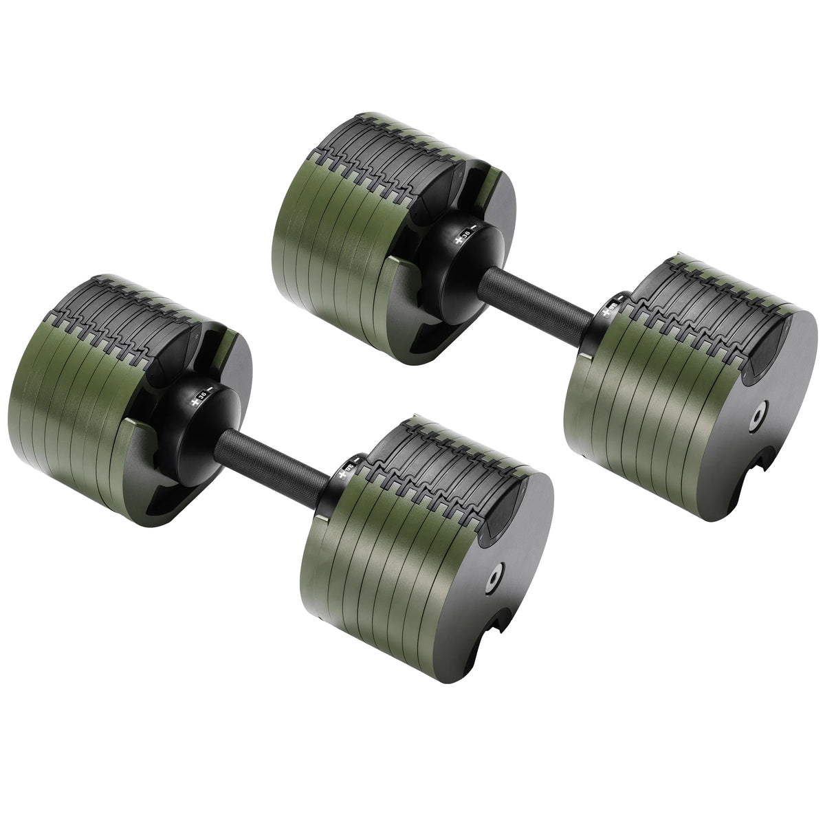 Powertrain Eon 72kg Adjustable Dumbbells Pair 4-36kg Quick Dial Cast Iron Weight Set for Home Gym Fitness Green