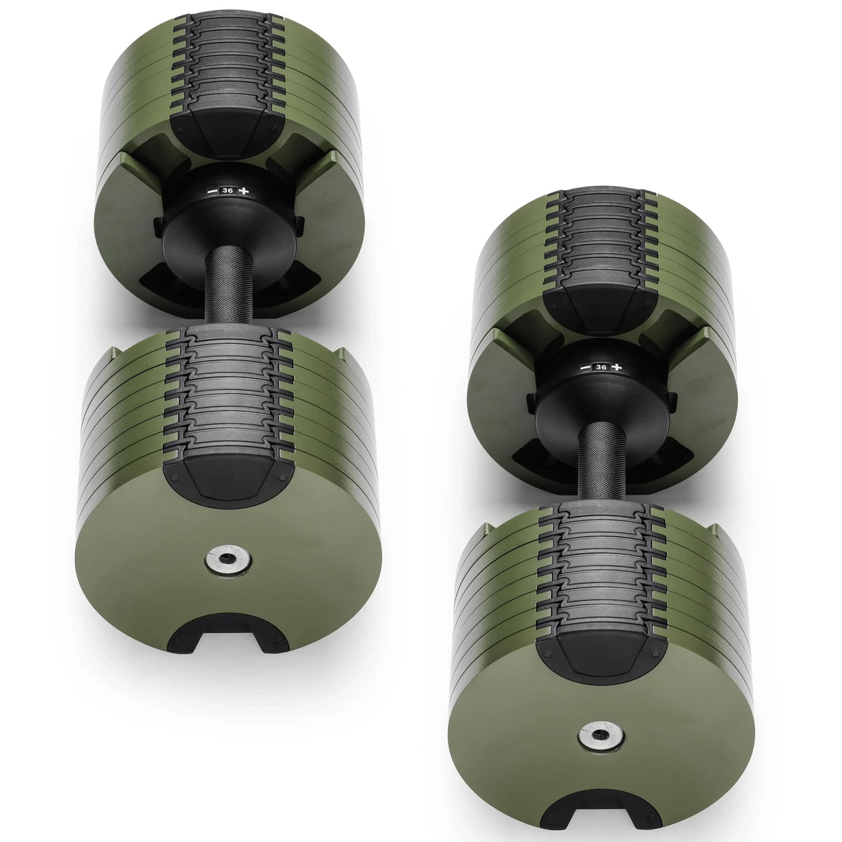 Powertrain 72kg Adjustable Dumbbells Pair with Stand 4-36kg Quick Dial Weight Set for Home Gym Strength Training Green