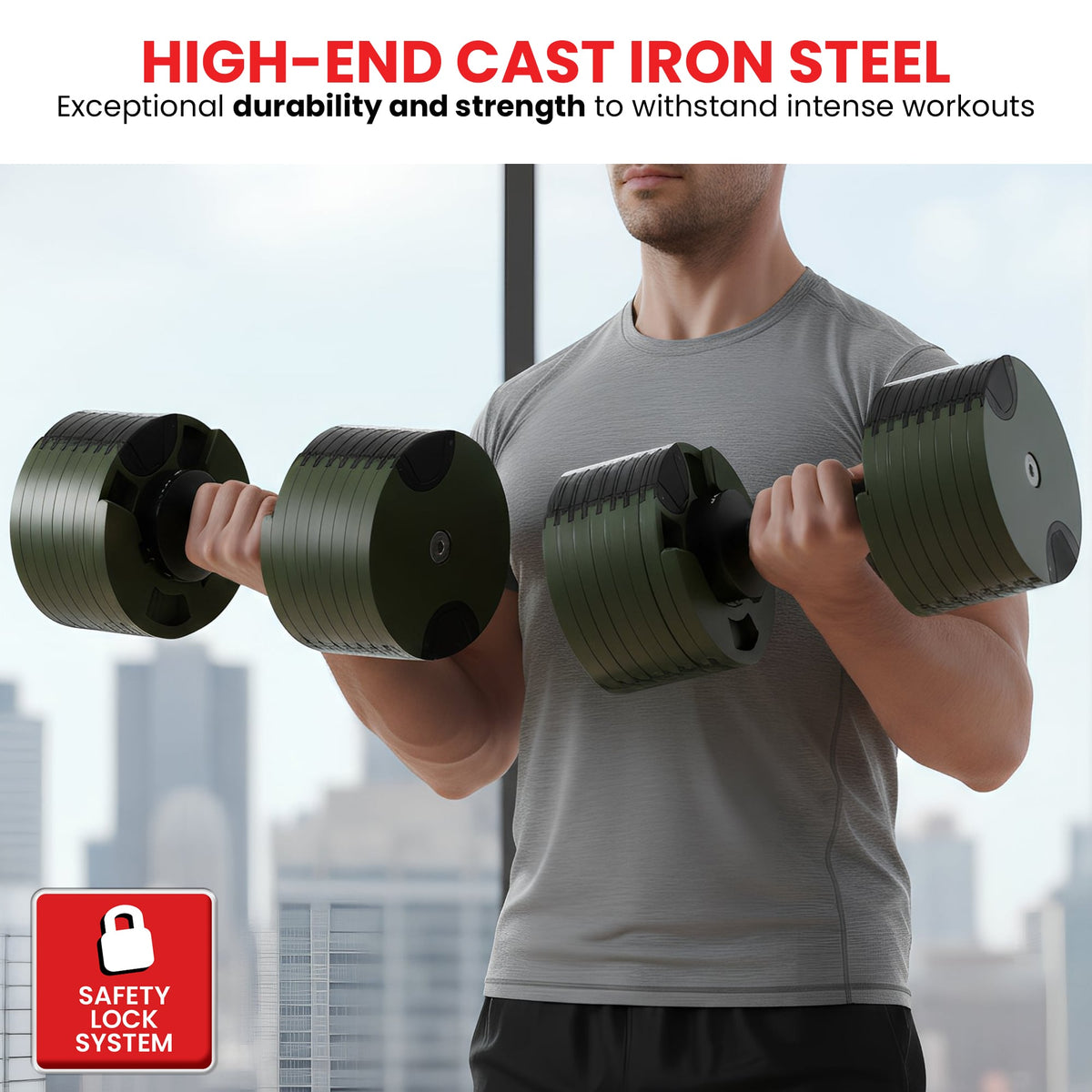 Powertrain 72kg Adjustable Dumbbells Pair with Stand 4-36kg Quick Dial Weight Set for Home Gym Strength Training Green