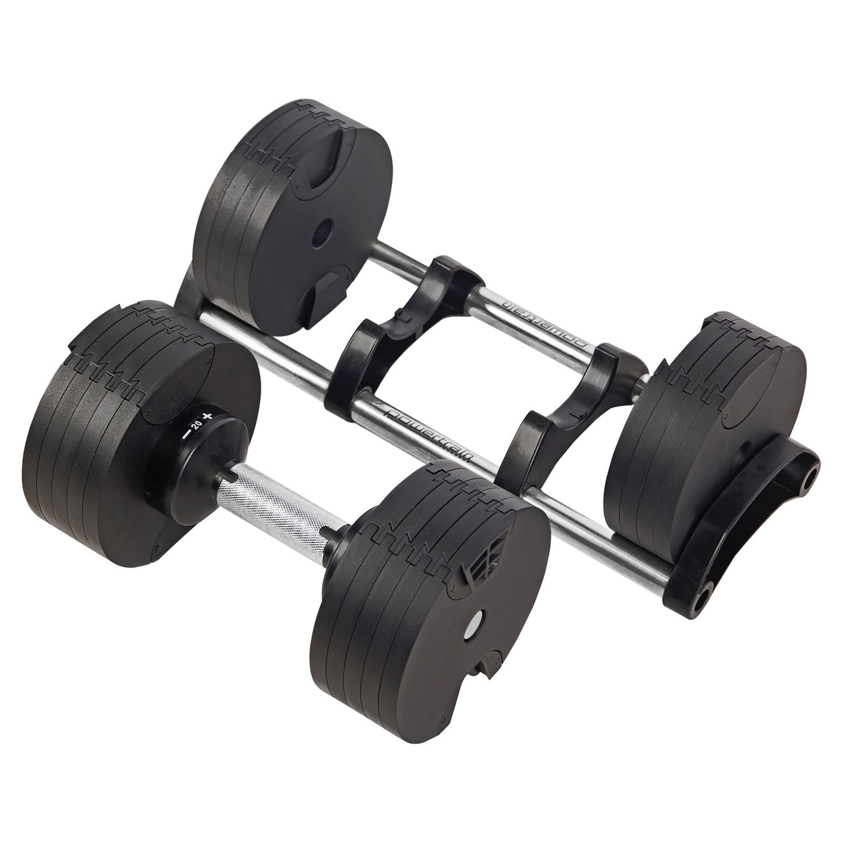 Powertrain Eon 90kg Adjustable Dumbbells Pair (2x 45kg) Quick Dial Home Gym Free Weight Set for Strength Training