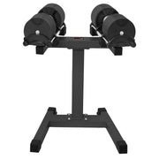 Powertrain Eon 90kg Adjustable Dumbbells Pair with Stand 2x 45kg Quick Dial Weight Set for Home Gym Strength Training
