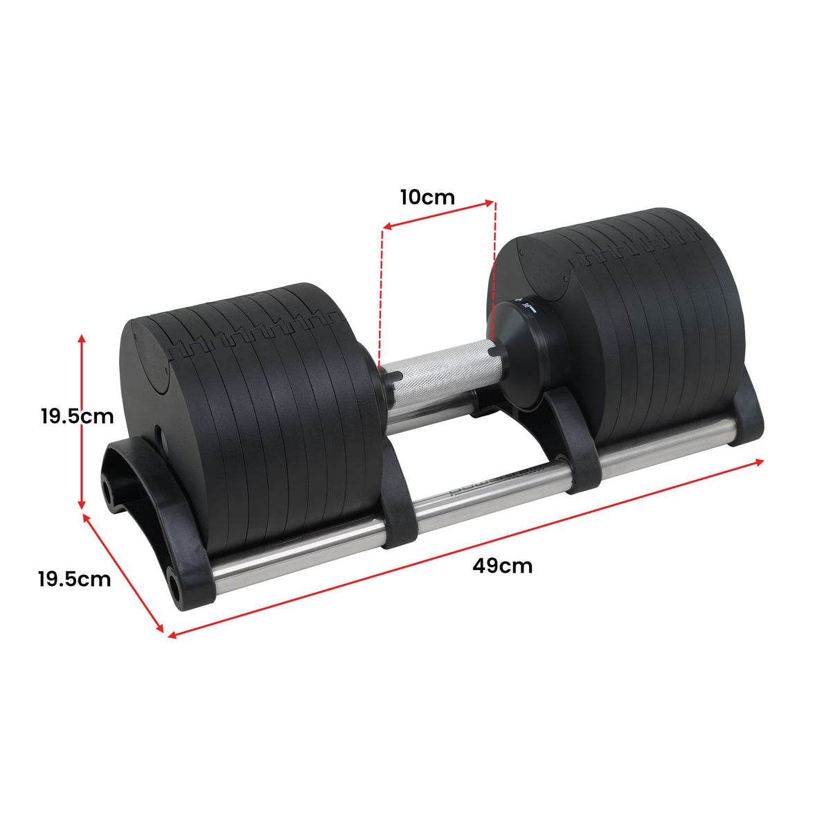 Powertrain Eon 90kg Adjustable Dumbbells Pair with Stand 2x 45kg Quick Dial Weight Set for Home Gym Strength Training