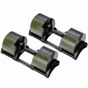 Powertrain Eon 90kg Adjustable Dumbbells Pair (2x 45kg) Quick Dial Strength Training Free Weights for Home Gym, Green