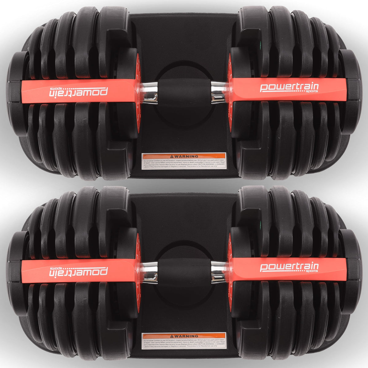Powertrain 48kg Adjustable Dumbbells 15-in-1 Home Gym Weights – Red
