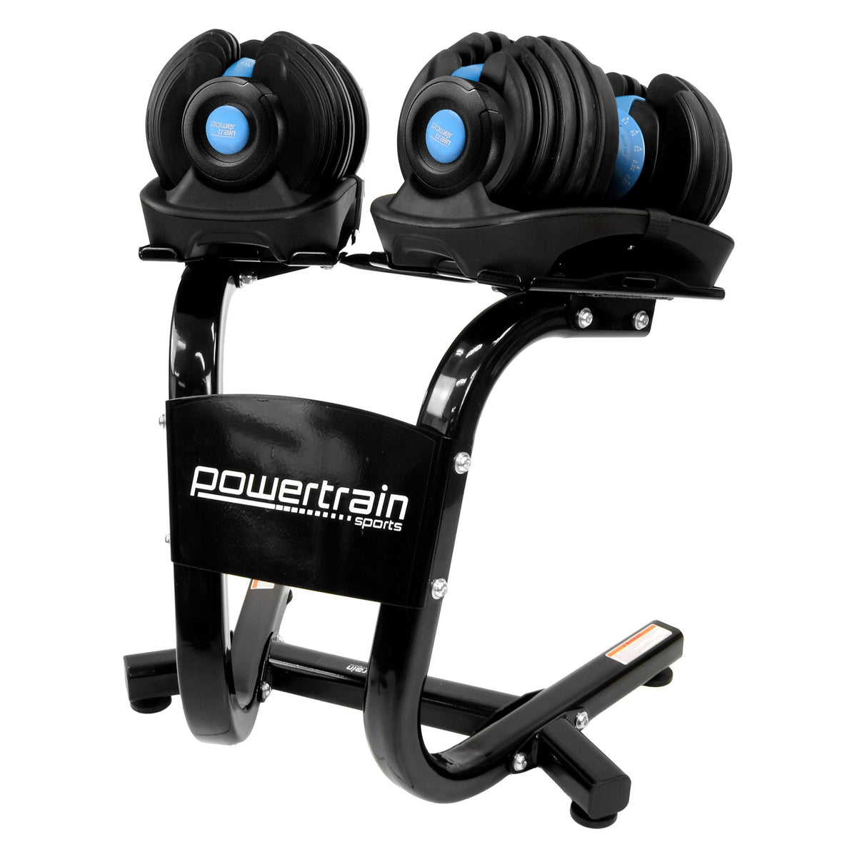 Powertrain 48kg Adjustable Dumbbells Set with Stand, Quick Dial Free Weights for Home Gym Strength Training - Blue