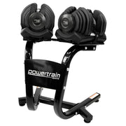 Powertrain 80kg Adjustable Dumbbells Set with Stand Pair 40kg Each Dial Free Weights Home Gym Strength Training