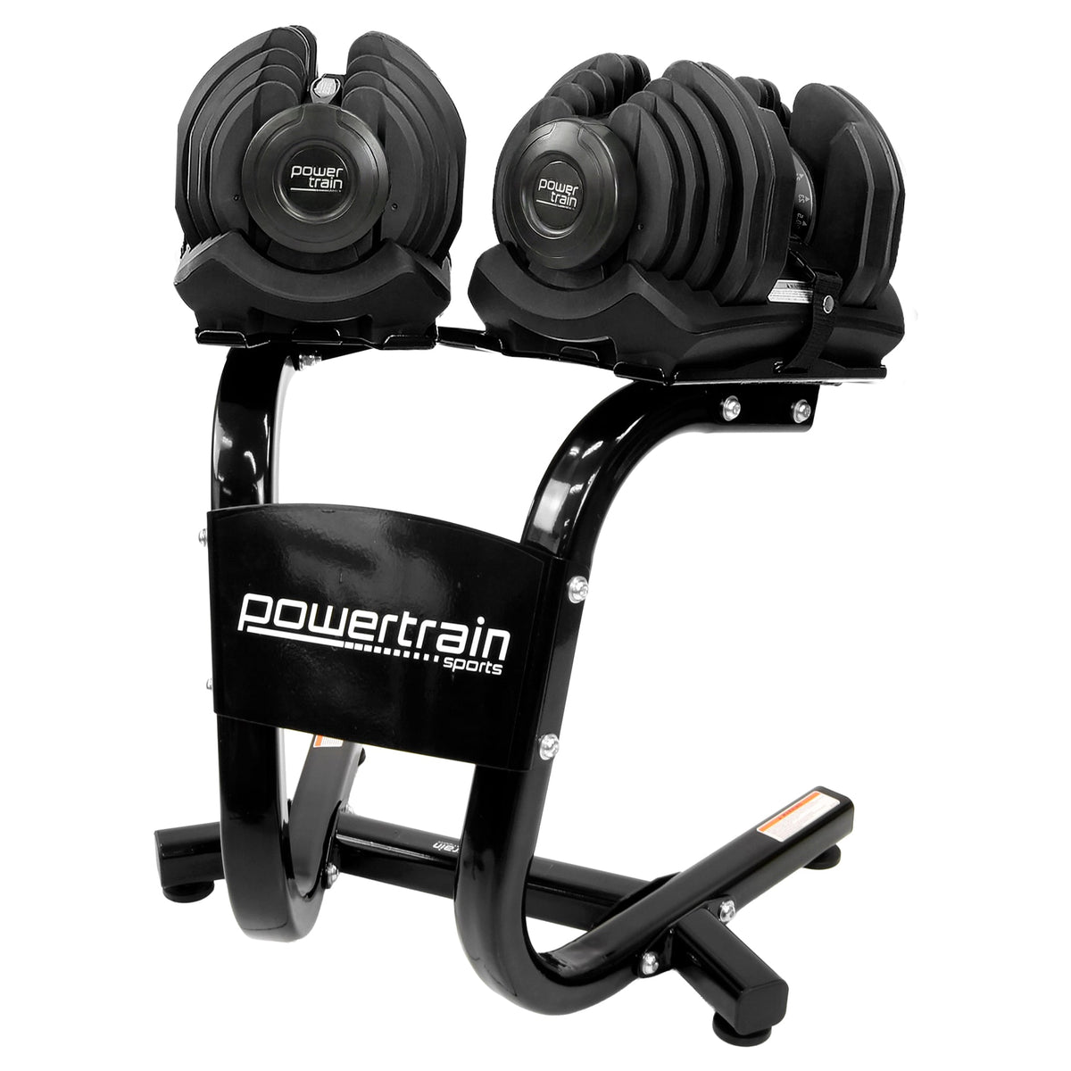 Powertrain 80kg Adjustable Dumbbells Set with Stand Pair 40kg Each Dial Free Weights Home Gym Strength Training