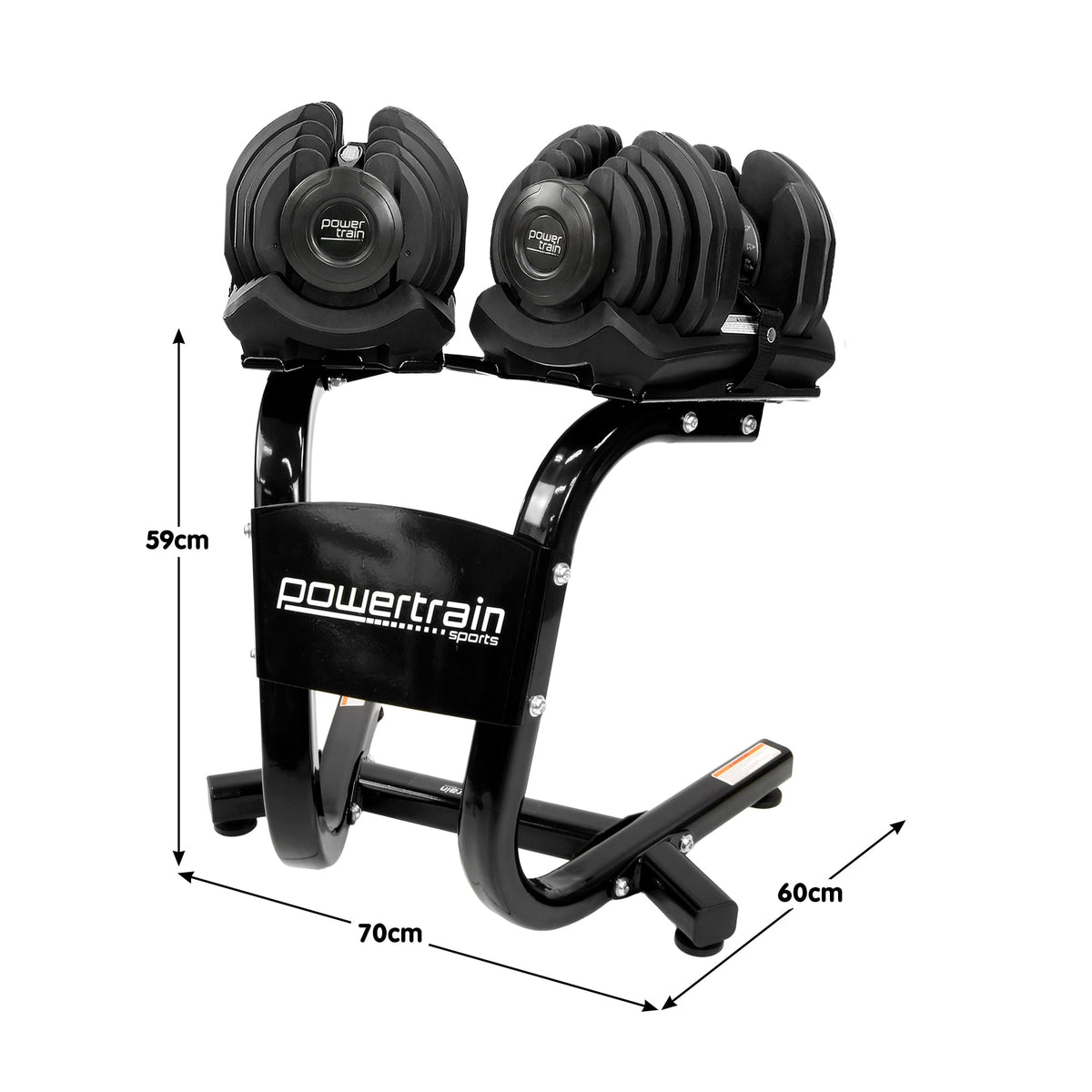 Powertrain 80kg Adjustable Dumbbells Set with Stand Pair 40kg Each Dial Free Weights Home Gym Strength Training