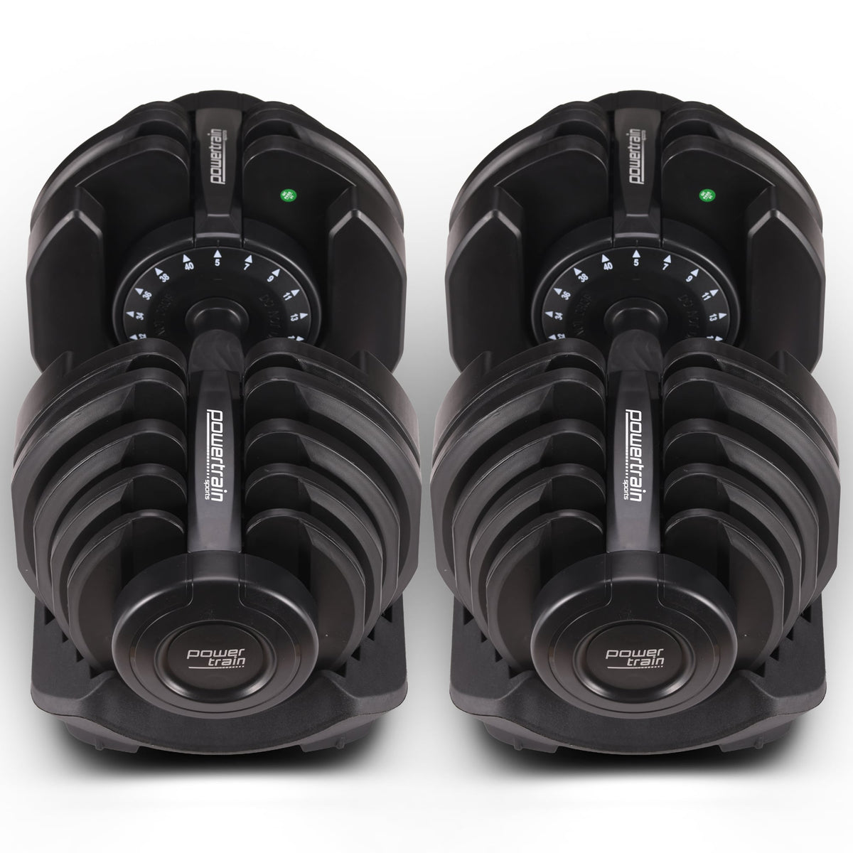 Powertrain 80kg Adjustable Dumbbells Set with Stand Pair 40kg Each Dial Free Weights Home Gym Strength Training