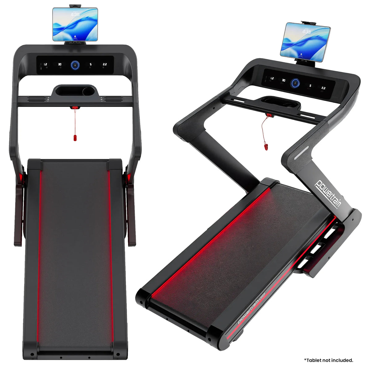 Powertrain V500 3HP Foldable Treadmill Electric Running Machine 20kmph Auto Incline Bluetooth Home Gym Cardio 130kg