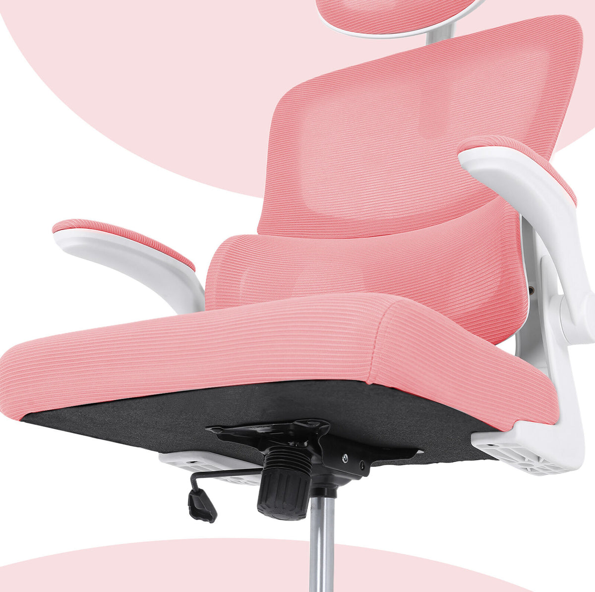 Work Office Chair - Lumber Support, Flip-up Armrest, Adjustable Headrest SITIO - Pink