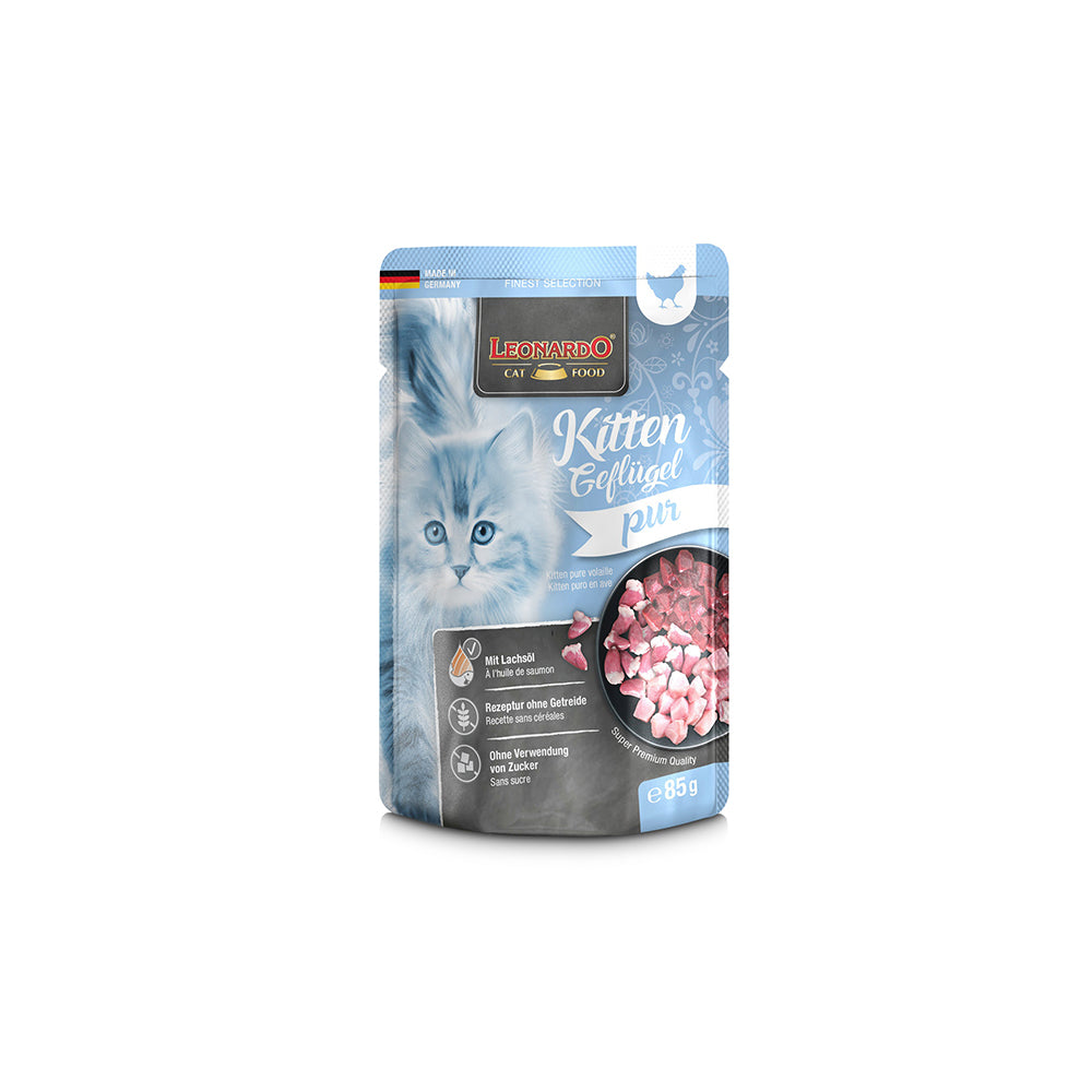 LEONARDO Finest Selection Poultry Kitten Wet Cat Food 85gx16