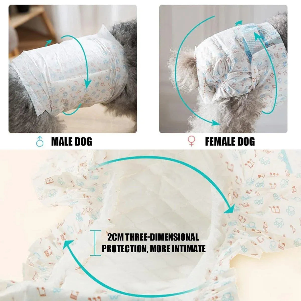 Dog Physiological Pants Pet Diaper Underwear for Hygiene and Incontinence Management - Female - S