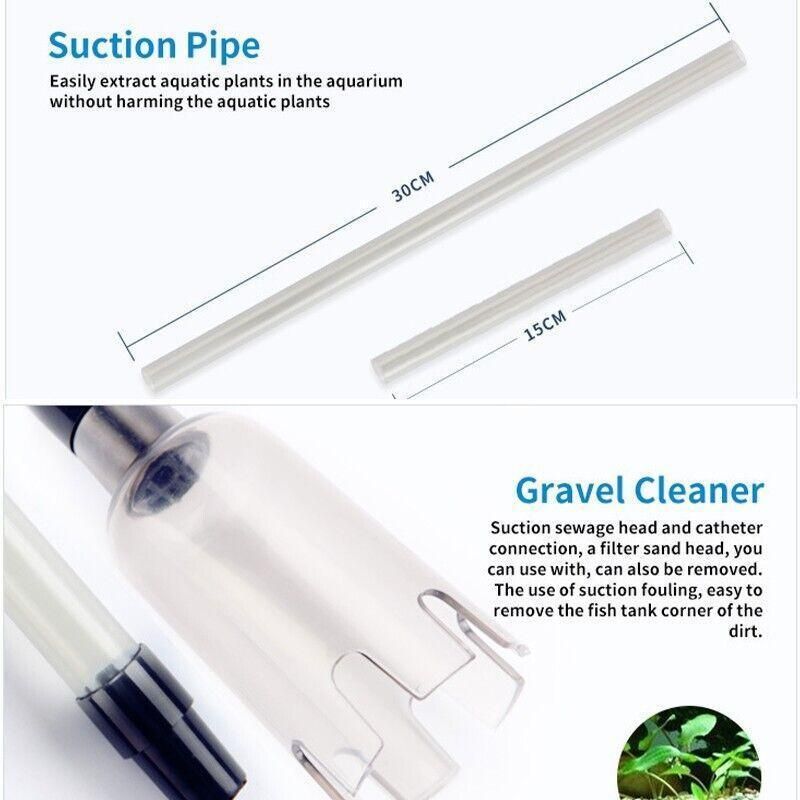 Battery Powered Aquarium Gravel Cleaner with Adjustable Siphon and Filter Bag