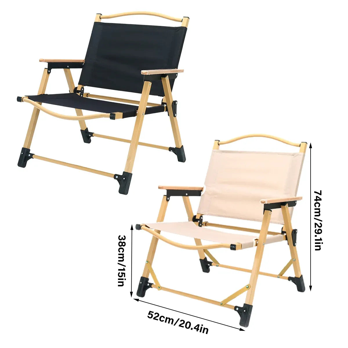 Outdoor Folding Chair Portable Camping Seat Compact Foldable Chair for Picnic - Khaki