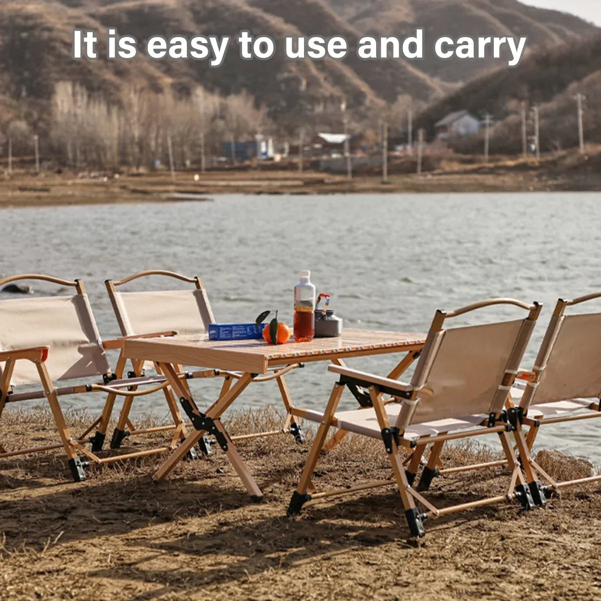 Outdoor Folding Chair Portable Camping Seat Compact Foldable Chair for Picnic - Khaki