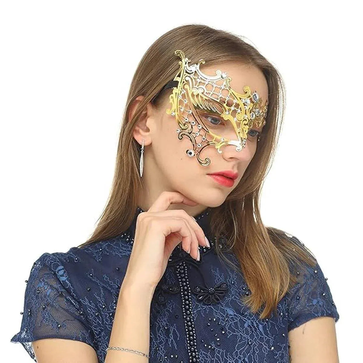 Hollow Out Iron Art Half Face Mask for Masquerade Party Costume Ball Accessories