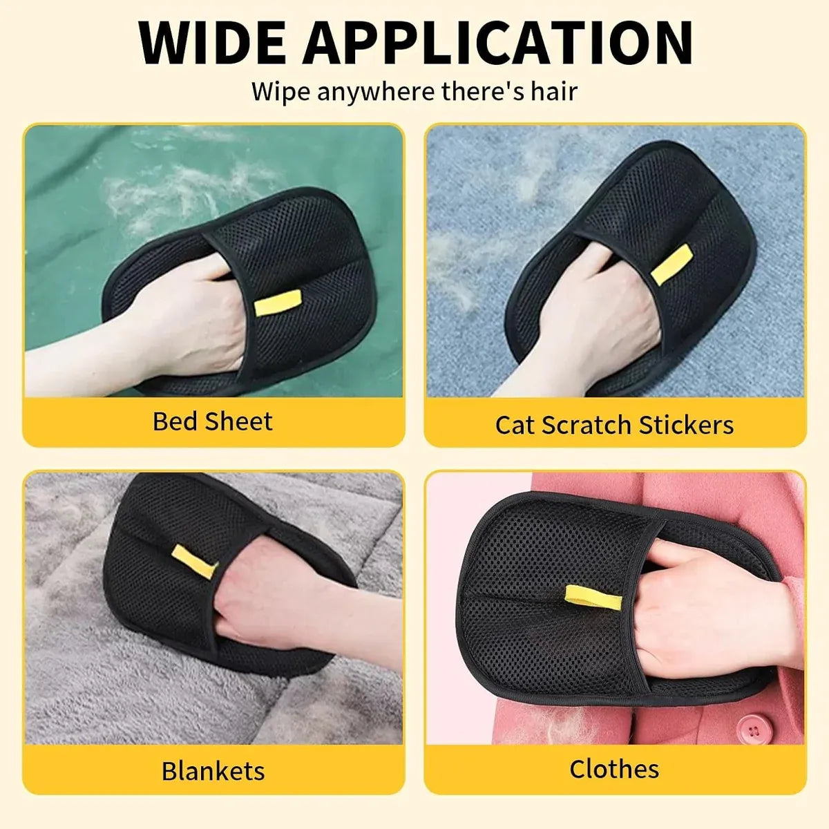 2PCS Dual Direction Pet Static Hair Removal Cleaning Gloves Universal Size
