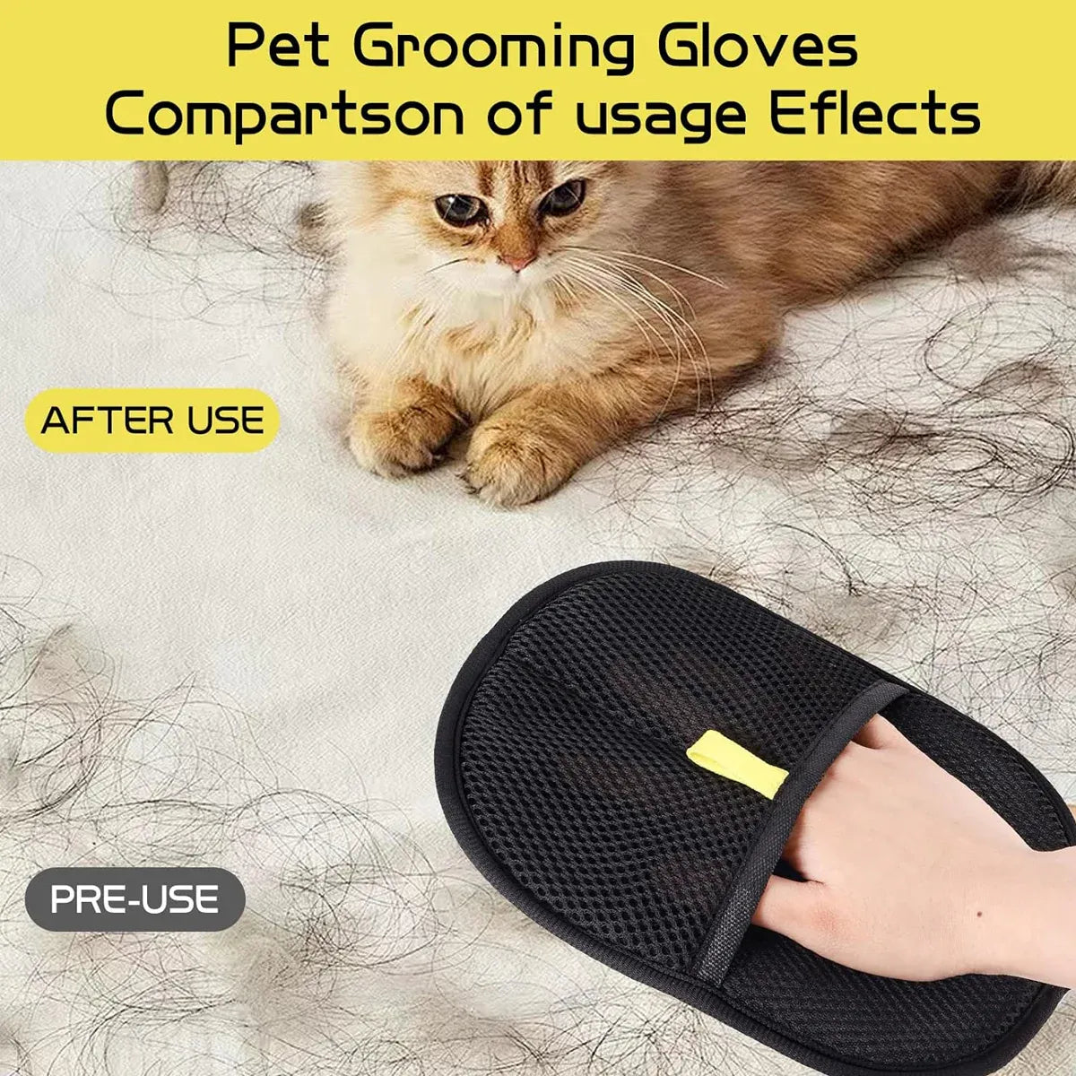 2PCS Dual Direction Pet Static Hair Removal Cleaning Gloves Universal Size