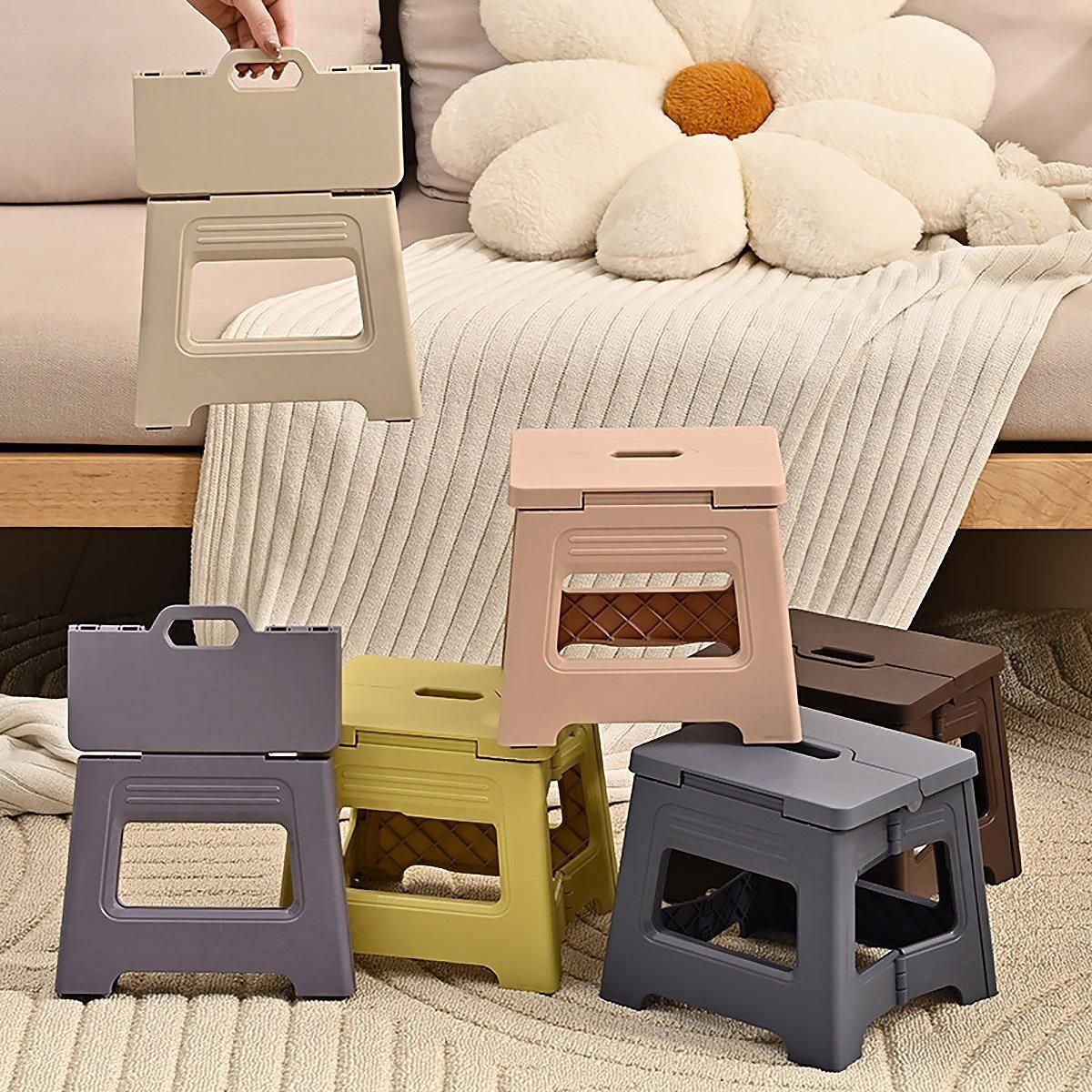 Portable Adjustable Folding Plastic Stool Retractable Outdoor Fishing Chair - Brown