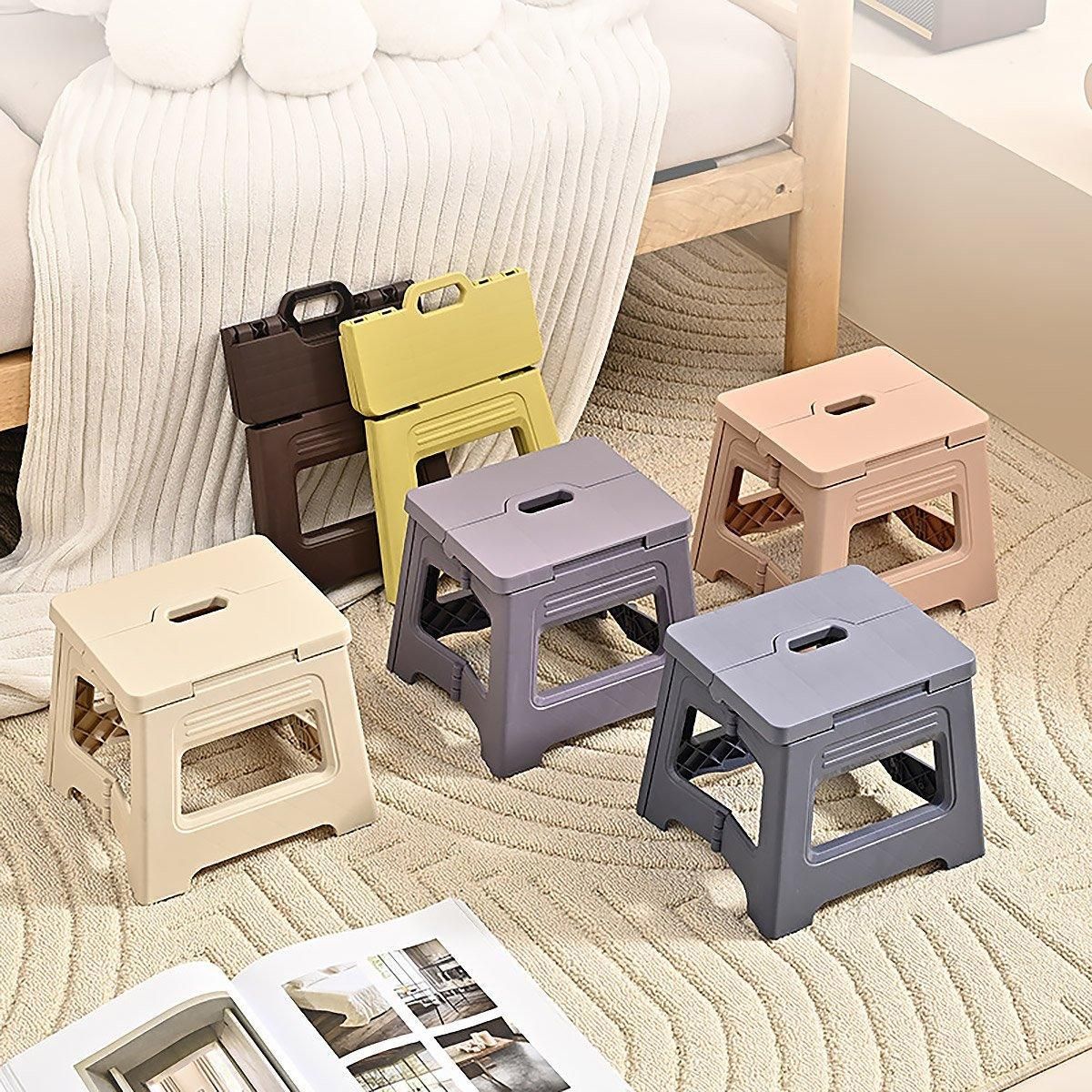 Portable Adjustable Folding Plastic Stool Retractable Outdoor Fishing Chair - Brown