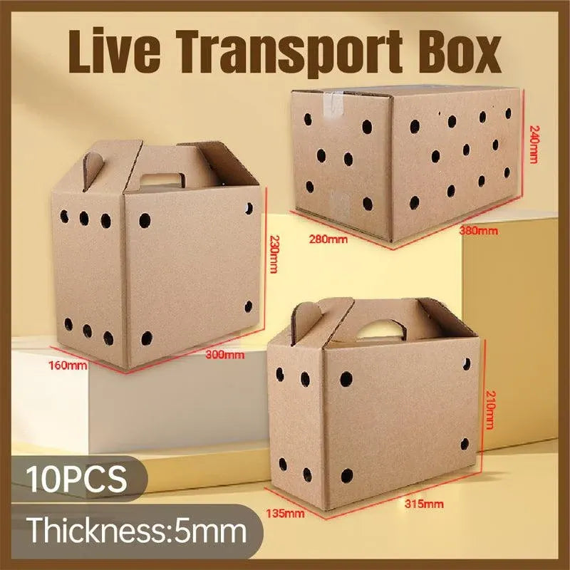 10PCS Disposable Cardboard Pet Carrier - 3 Sizes for Small Animals - 38*28*24CM