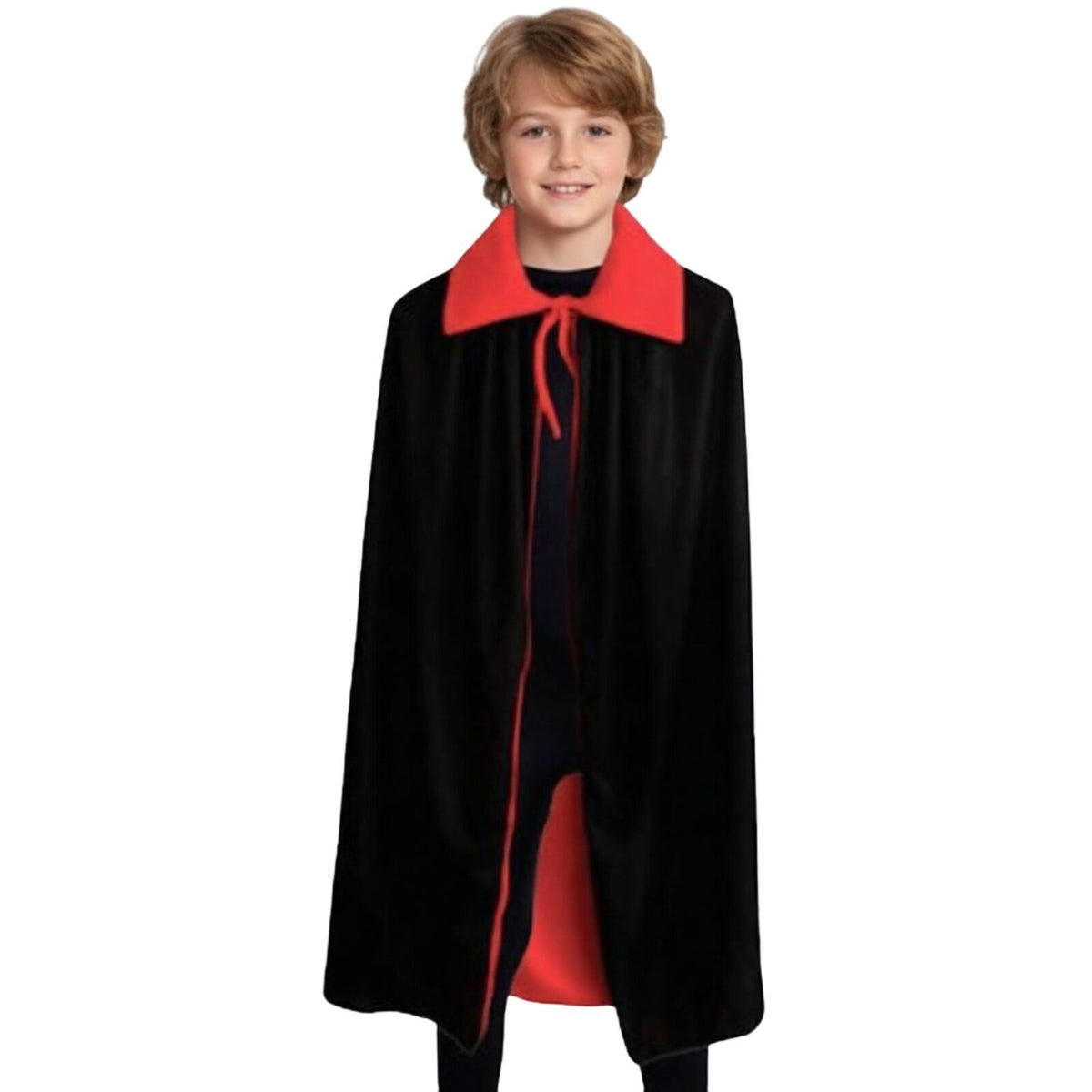 Halloween Kids Fancy Cape Red Black Long Cloak Coat Witch Ghost Vampire Costume