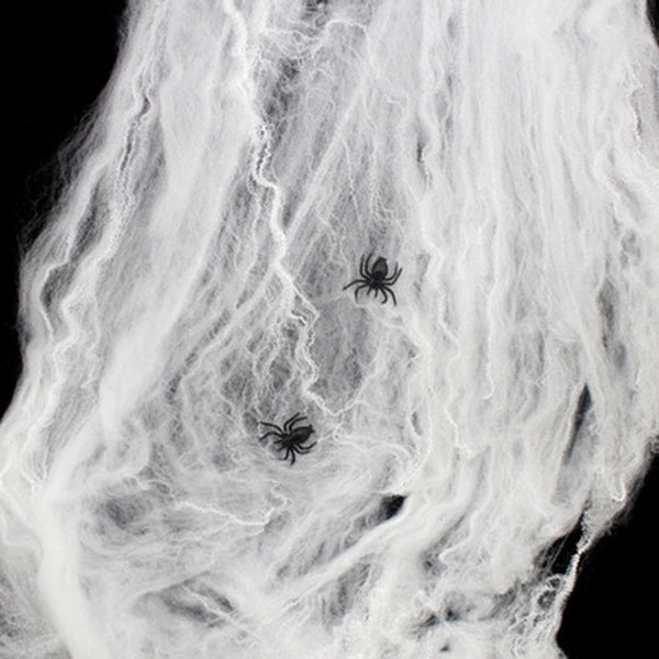 HALLOWEEN STRETCHABLE SPIDER WEB Spooky Decoration with Spiders Party Decor Ghost