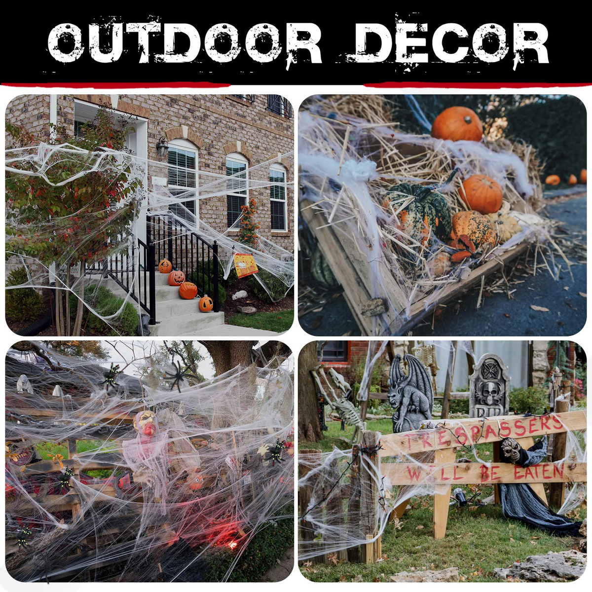 HALLOWEEN STRETCHABLE SPIDER WEB Spooky Decoration with Spiders Party Decor Ghost