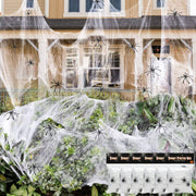6x HALLOWEEN STRETCHABLE SPIDER WEBS Spooky Decoration with Spiders Party Decor Ghost