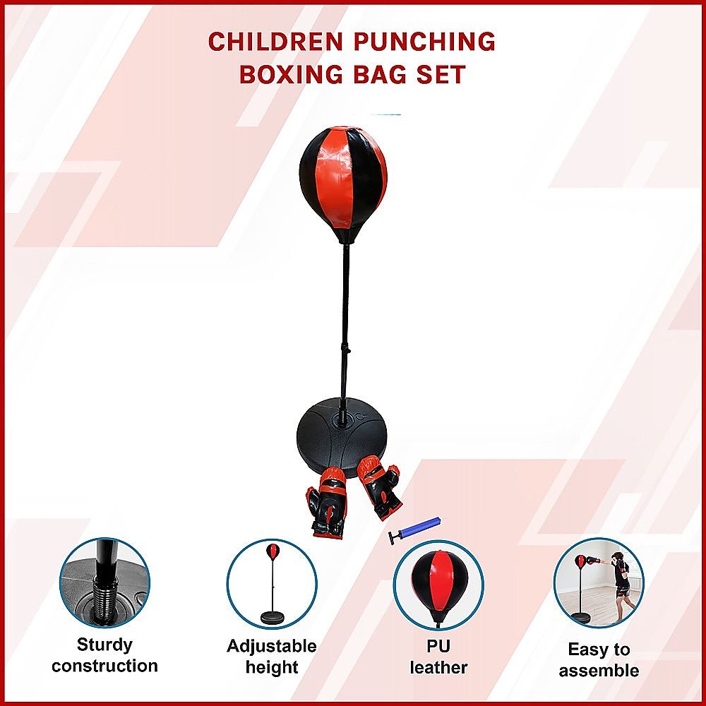 Kids Boxing Punching Bag Set – Children’s Training Gloves & Fitness Stand
