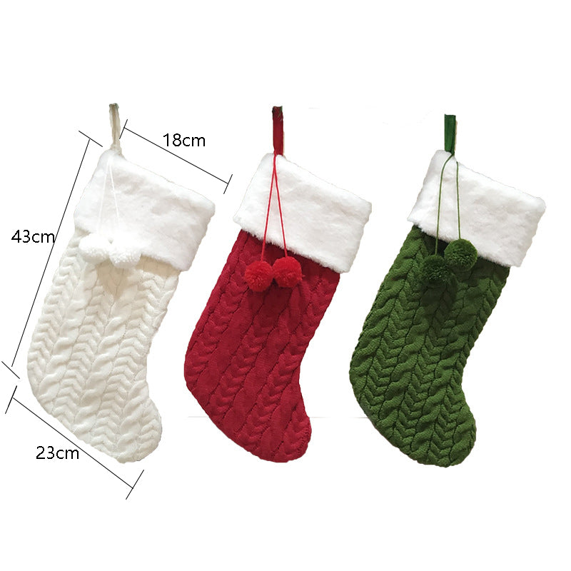 White Large Cable Knit Christmas Stocking - Classic 43cm Holiday Decor for Fireplace Hanging