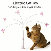 Automatic Interactive Butterfly Cat Toy – Electric Rotating Wand with 60CM Steel Wire, Suction Base & 2 Smart Modes for Kitten Enrichment