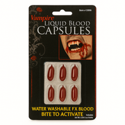 Vampire Liquid Blood Capsules – Halloween Costume FX, Water Washable, 6-Pack