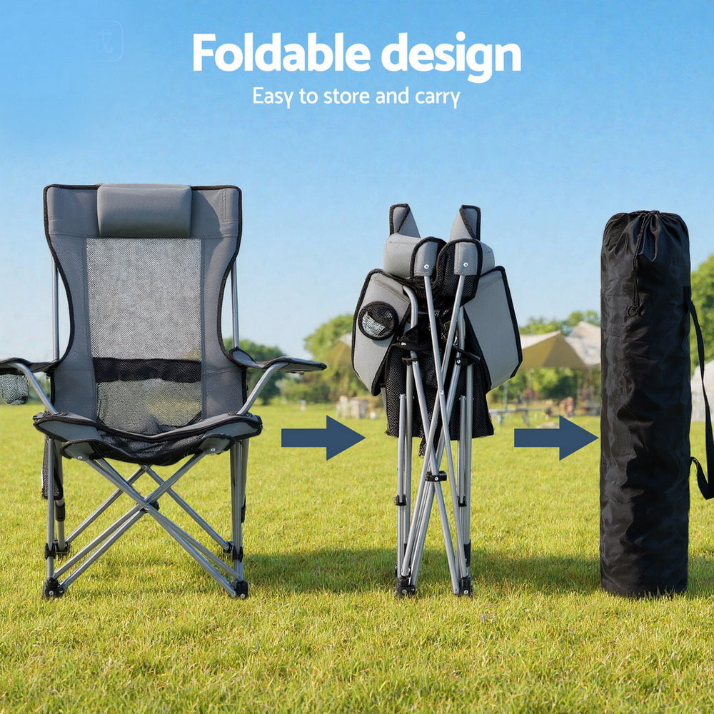 Weisshorn Camping Chair Adjustable Reclining Portable Outdoor Folding Chair Grey