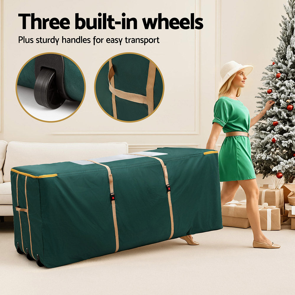 Jingle Jollys Christmas Tree Storage Bag Up to 10ft Visible Handle Wheels Green