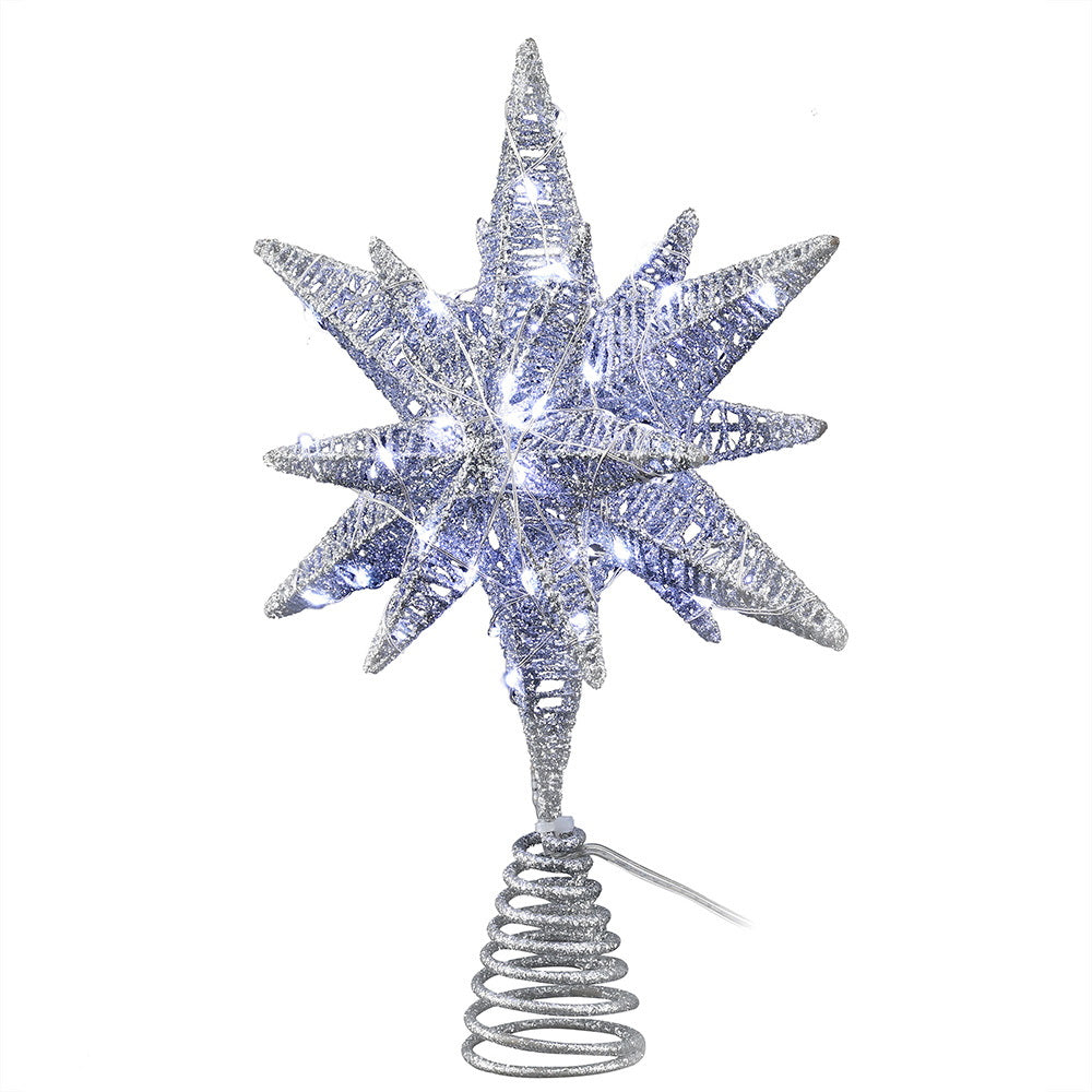 Jingle Jollys 3D Christmas Tree Topper Star LED Decorations Xmas Party Timer