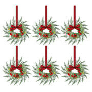 Jingle Jollys 6x Christmas Wreath Garland 26cm Wreaths Red Berries Bow
