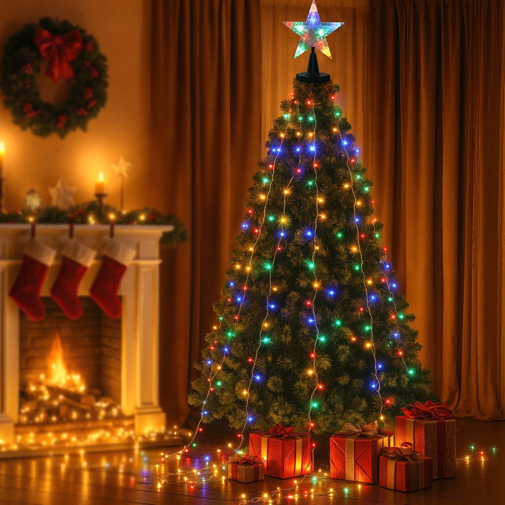 Jingle Jollys 2.5M Christmas Lights Waterfall String Light 300 LED Star Topper